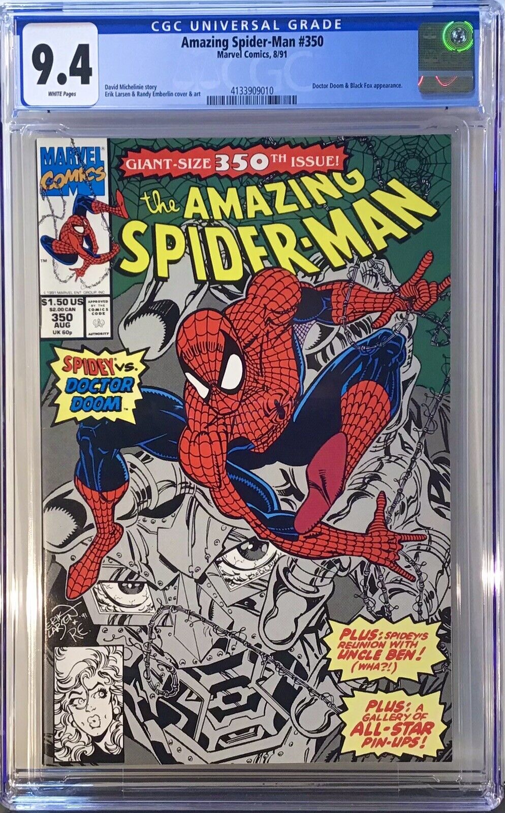 Amazing Spiderman #350 Giant Size Issue CGC 9.4 ( 1991 )cover art by Eric Larson