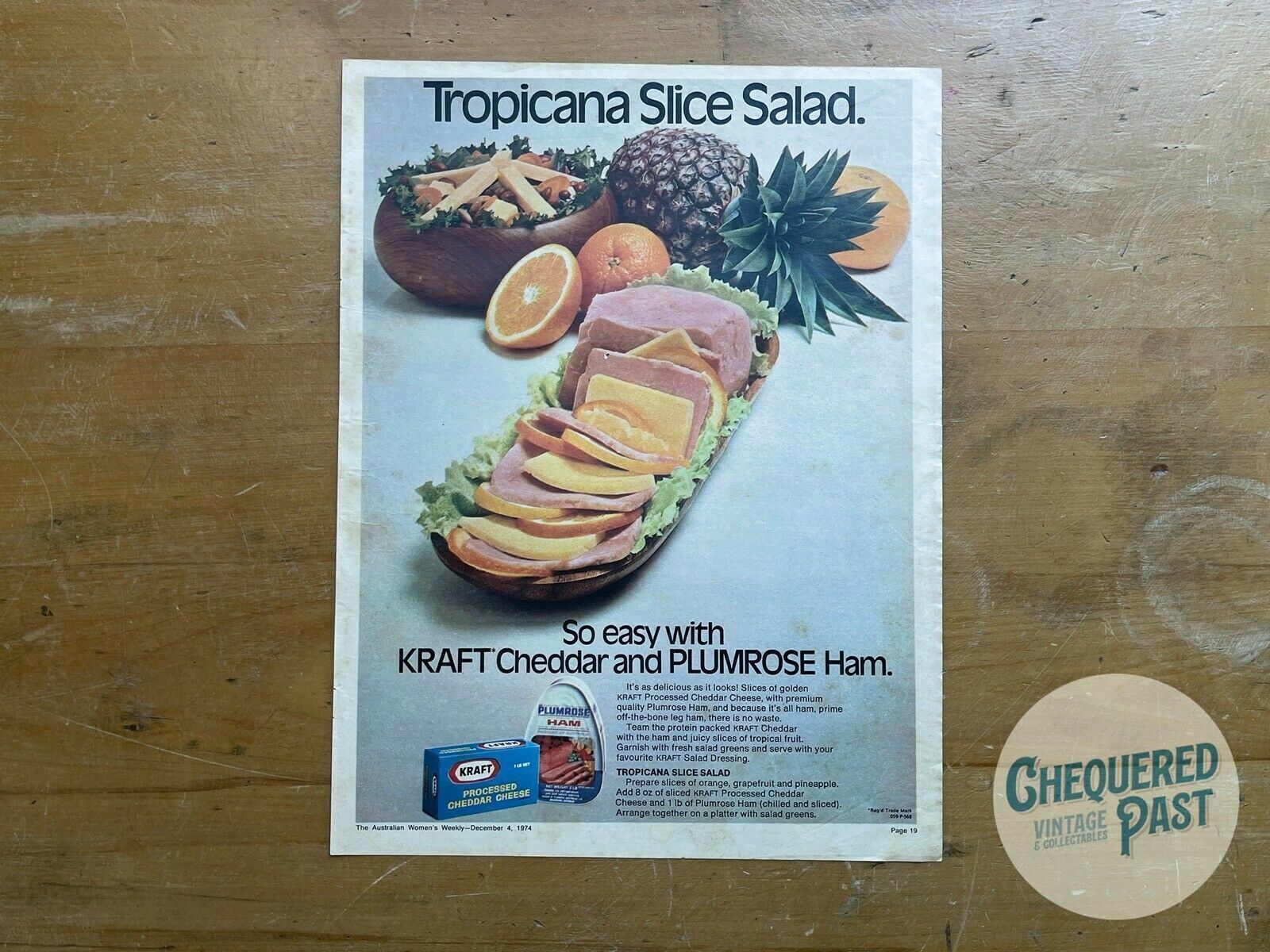 Vintage 1974 KRAFT Processed Cheese Advertisement Kitchen Food Dairy Advert