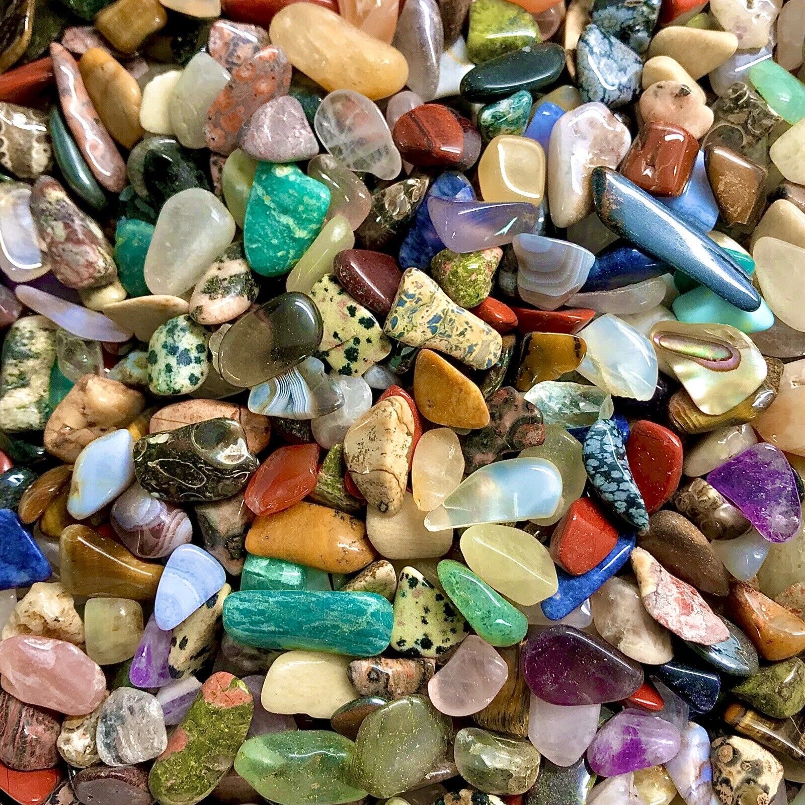 1lb TINY Mixed Tumbled Stone Chips - Polished Rocks - Art & Craft Supplies
