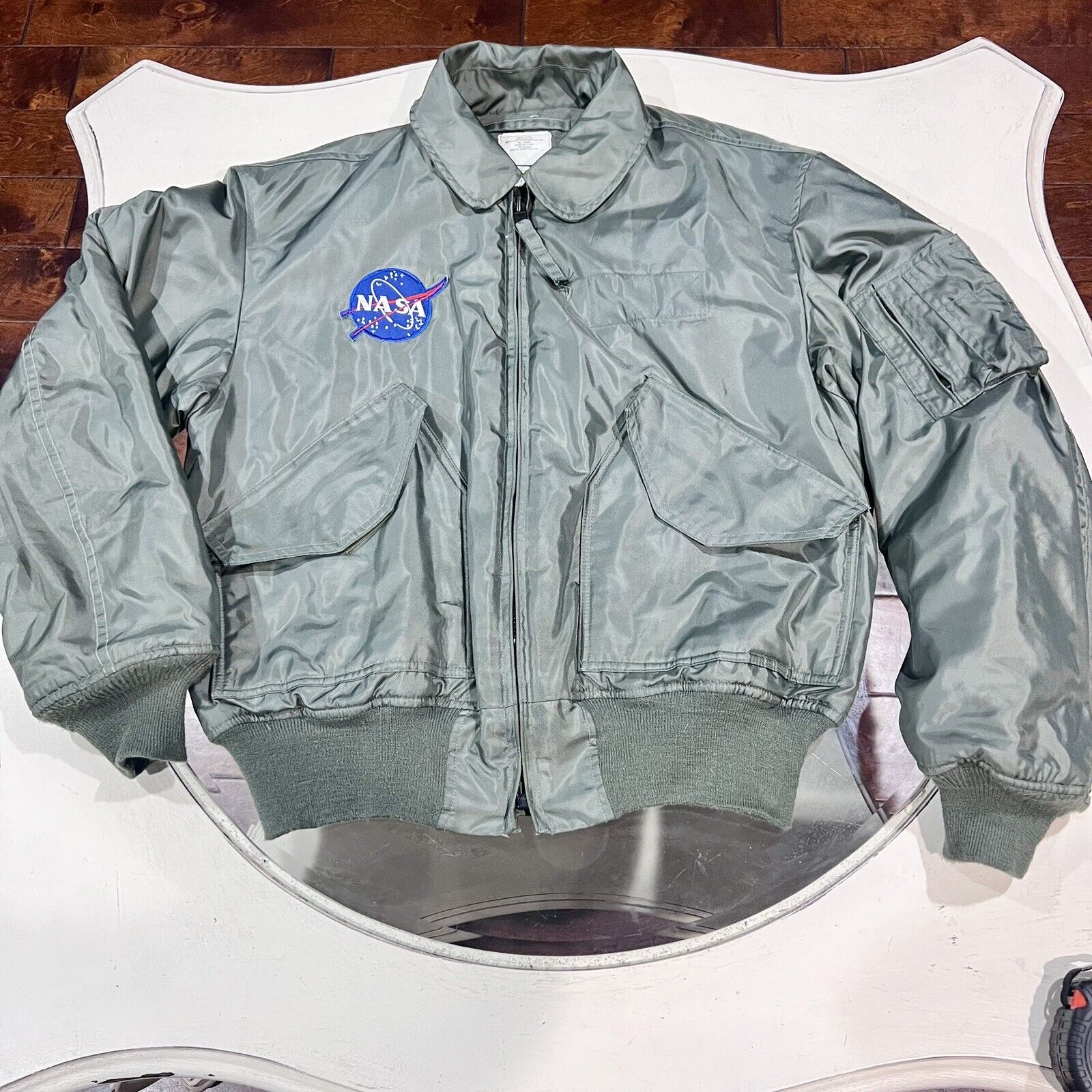 Flyer's Cold Weather Nomex CWU-45/P Bomber Jacket Large US Army W/ NASA Patch