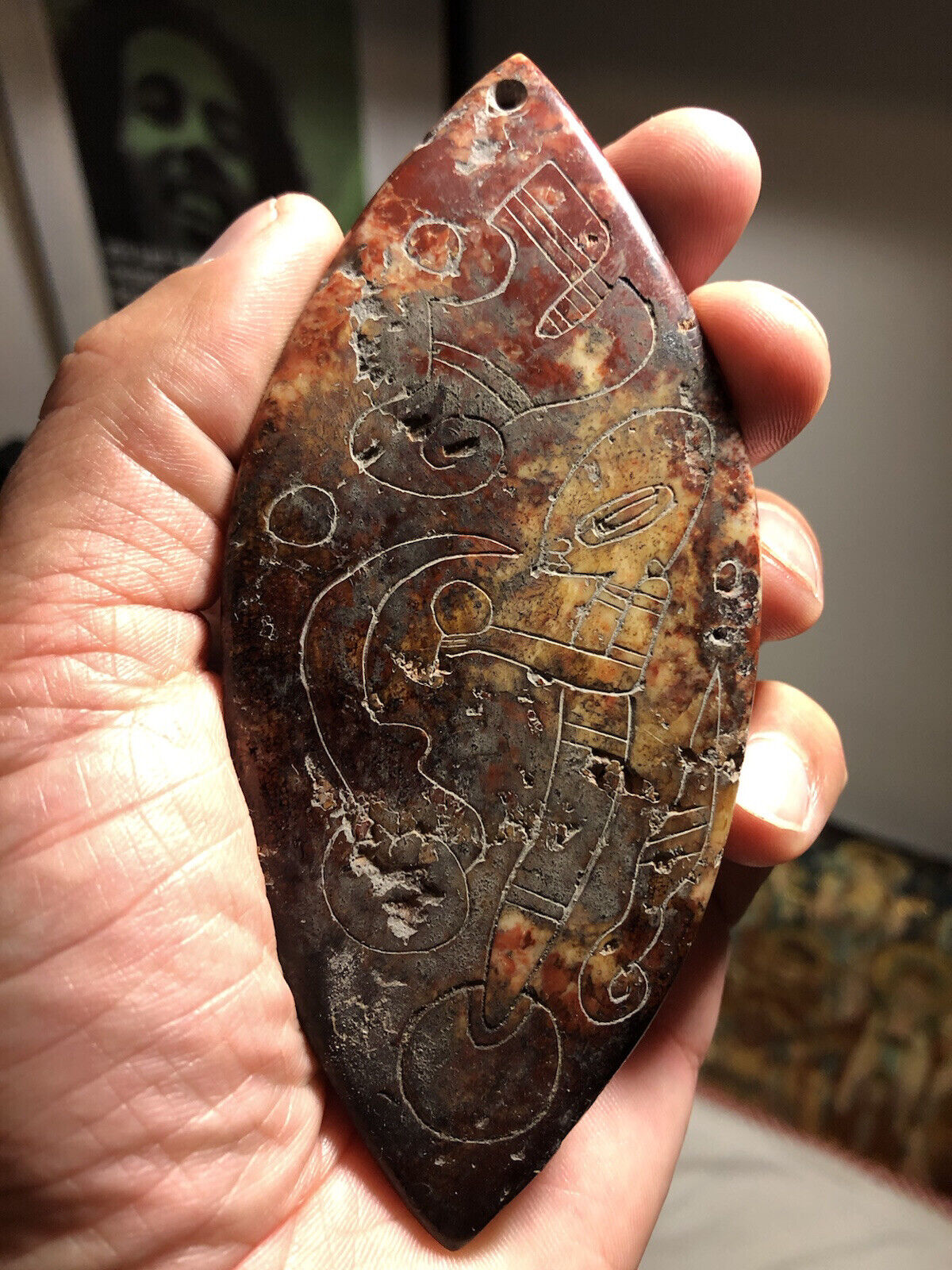 Ojuelos de Jalisco Alien Carved Stone.Authentic Aztlan Artifact 