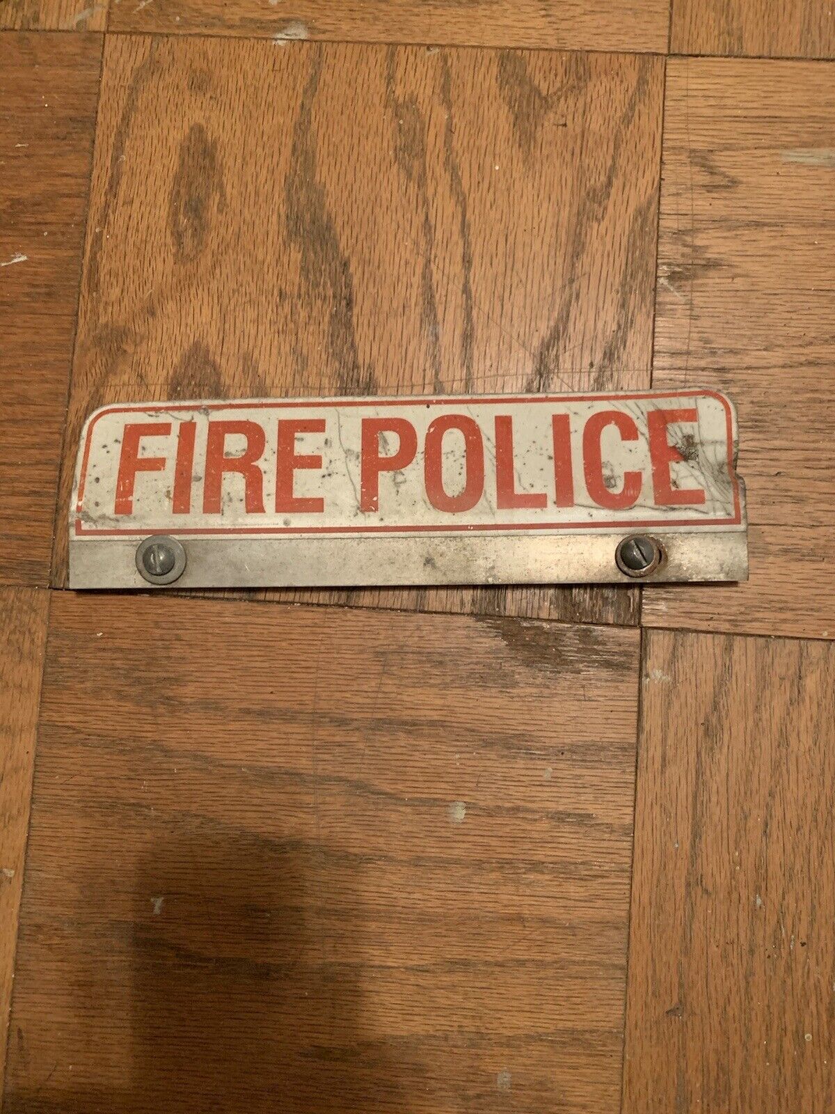 vintage sign,  License Plate Topper ￼, 1960’s , Fire Police, Plate Topper