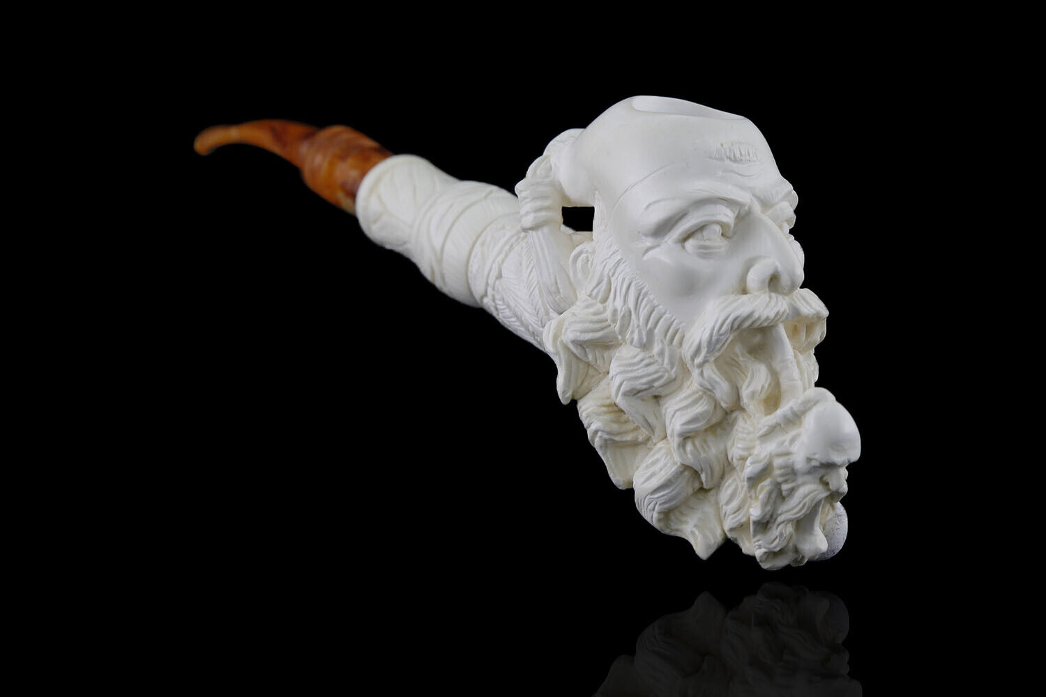 Large Smoking man Meerschaum Pipe XL handmade tobacco smoking 海泡石 with case