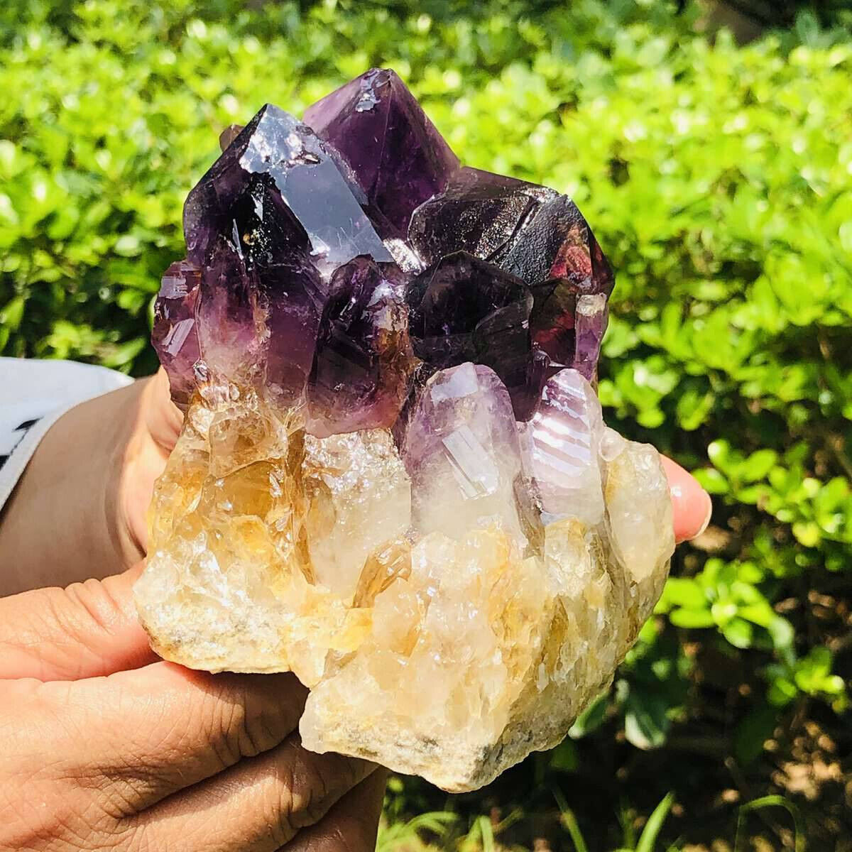810g HUGE Clear Purple Quartz Crystal Cluster Rough Specimen Healing Stone 337