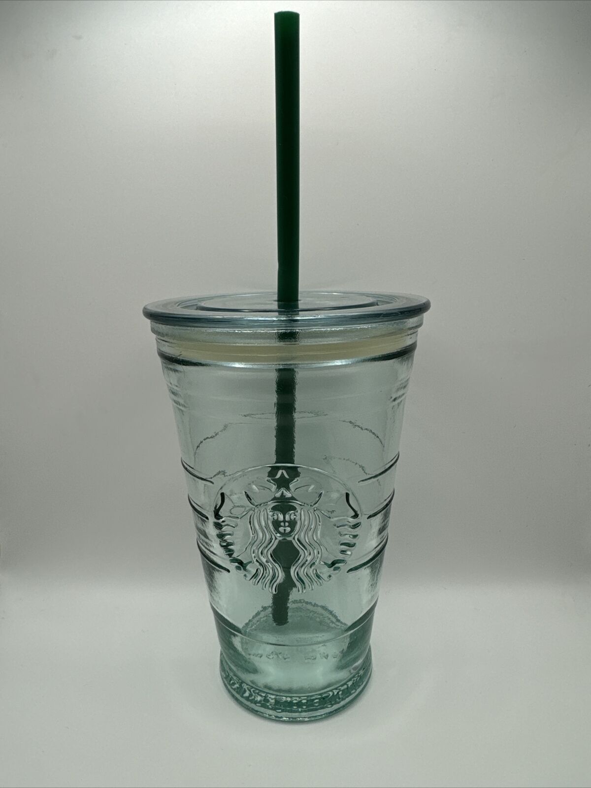 Starbucks 16oz RECYCLED GLASS Cold Cup Tumbler Made in Spain Lid Klean Straw
