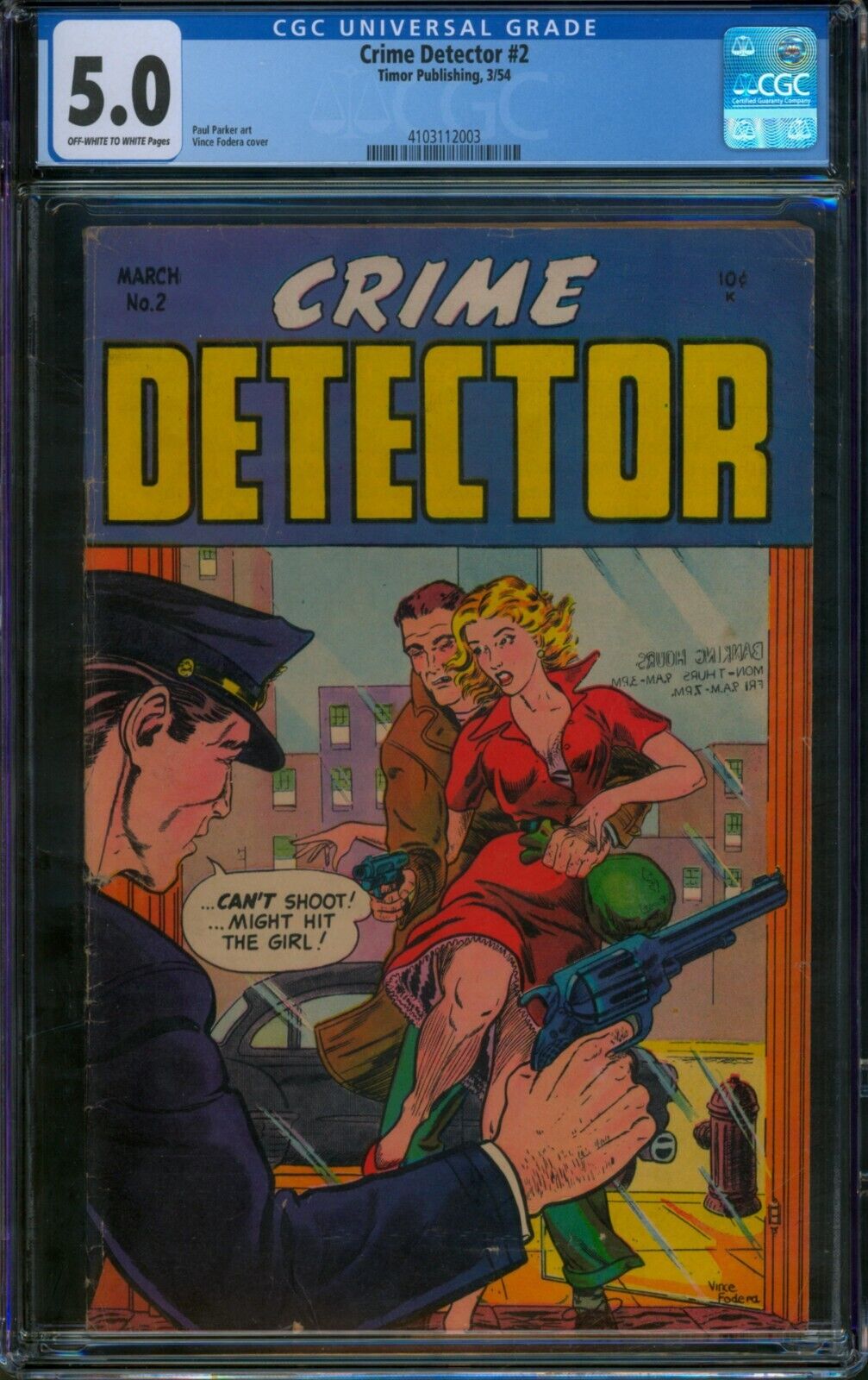 Crime Detector #2 (1954) ⭐ CGC 5.0 ⭐ RARE Golden Age GGA Timor Stanmor Comic