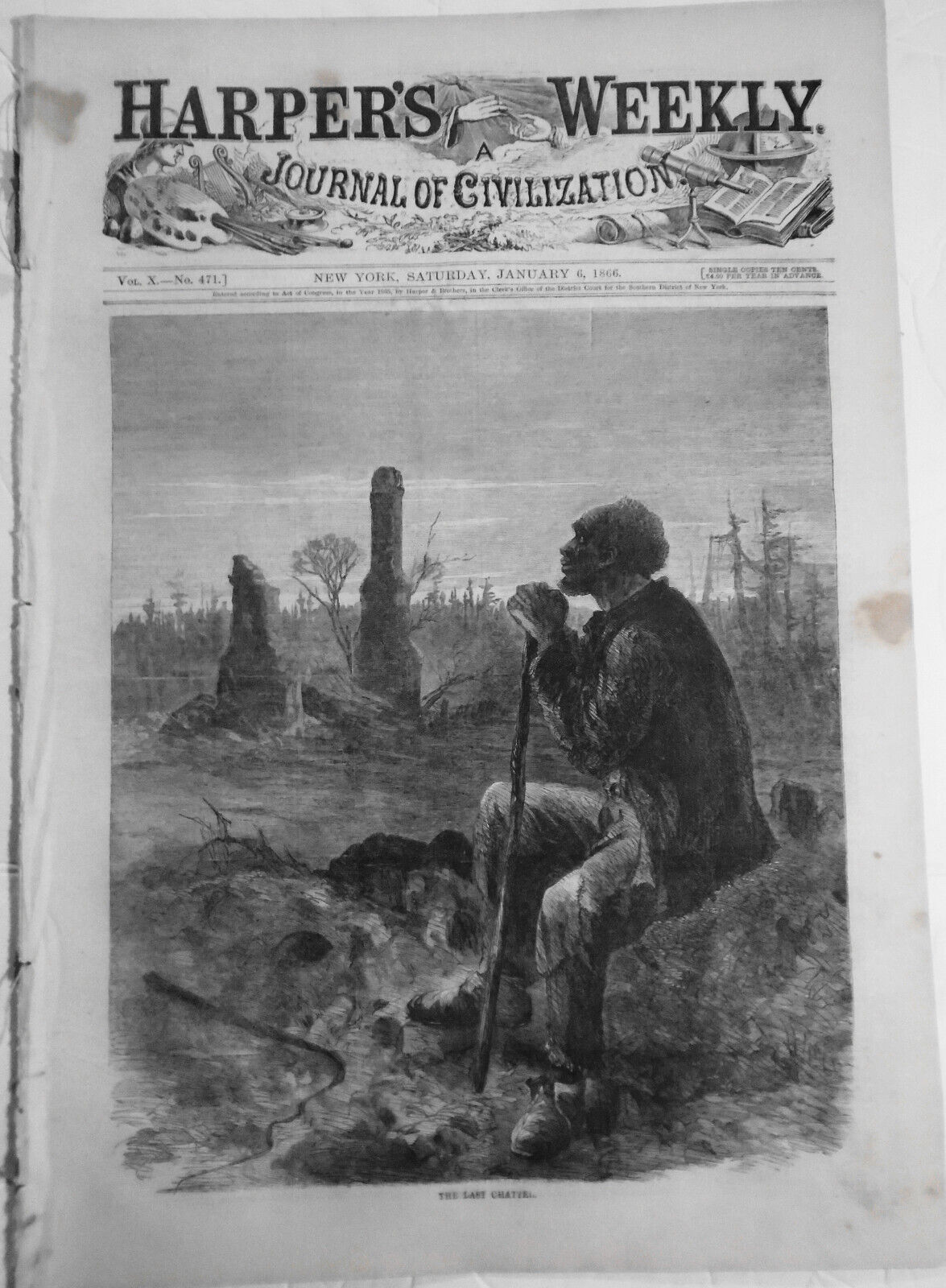Harper\'s Weekly January 6, 1866 -  Last Chattel; 400 Emigrant Women etc ORIGINAL