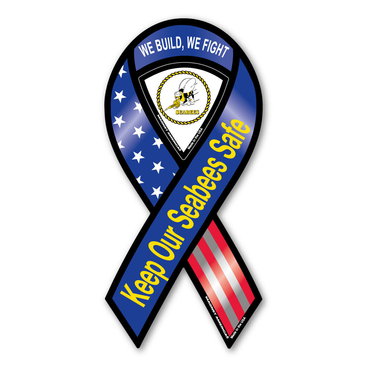 Seabees Red, White, & Blue 2-in-1 Ribbon Magnet