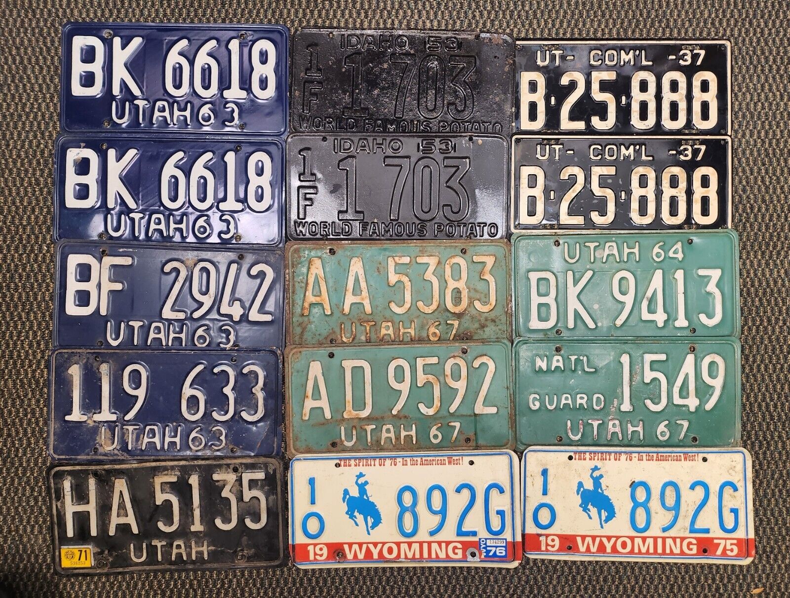 LICENSE PLATES - LOT OF 27 1950’s 60’s and up UTAH & WYOMING