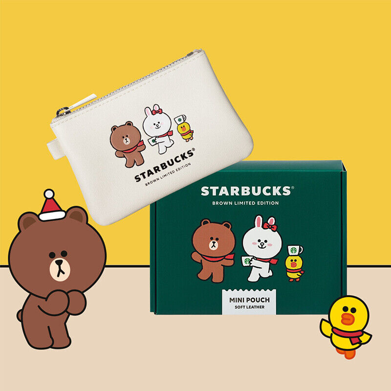 STARBUCKS x Line Friends Official White Key Chain Pouch / Purse / Card holder