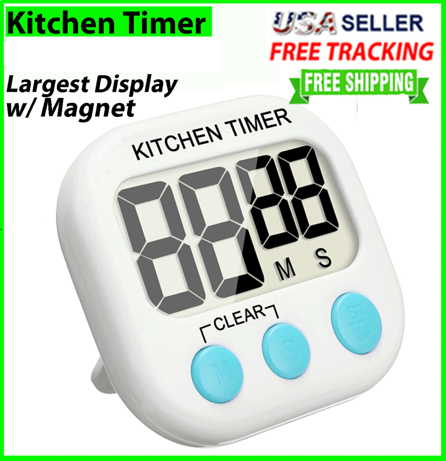 Kitchen Timer Digital Large Magnet Cooking LCD Alarm Loud Count Down Clear 99min