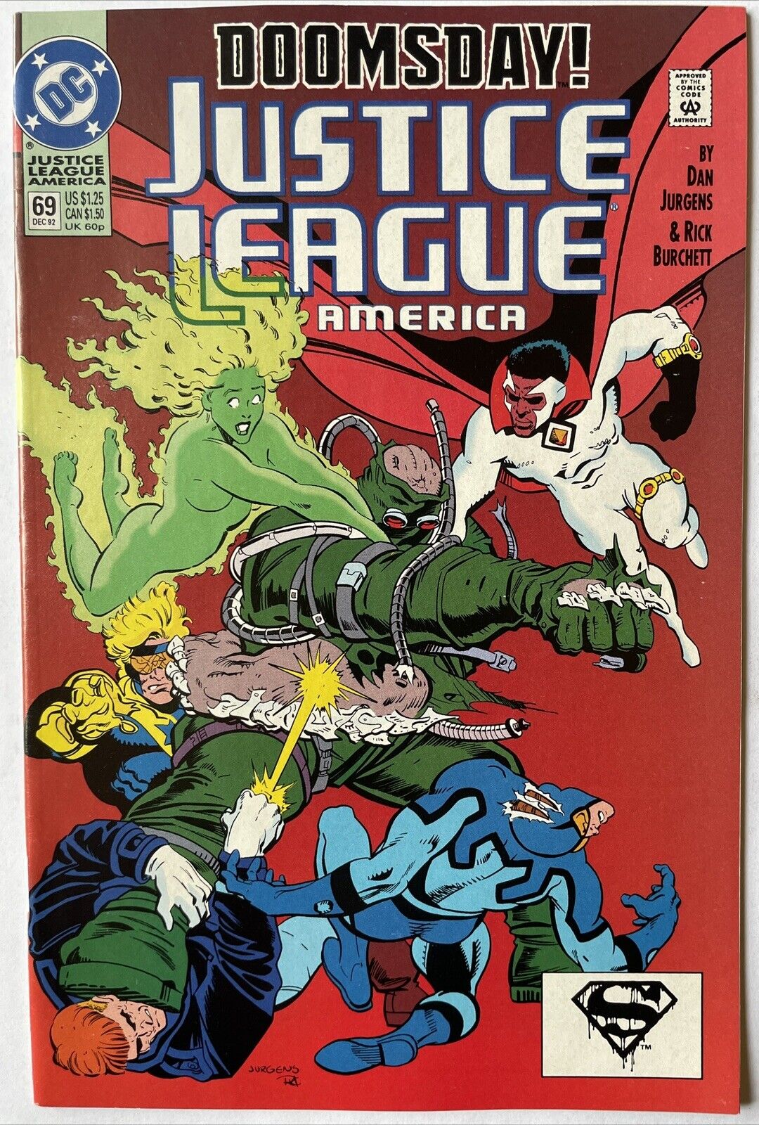 Justice League America #69 • Early Battle Doomsday Vs JLA Death Of Superman Arc
