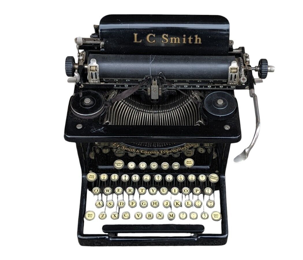 Antique 1920\'s LC Smith Corona Black Typewriter No 8 10  Excellent Condition 