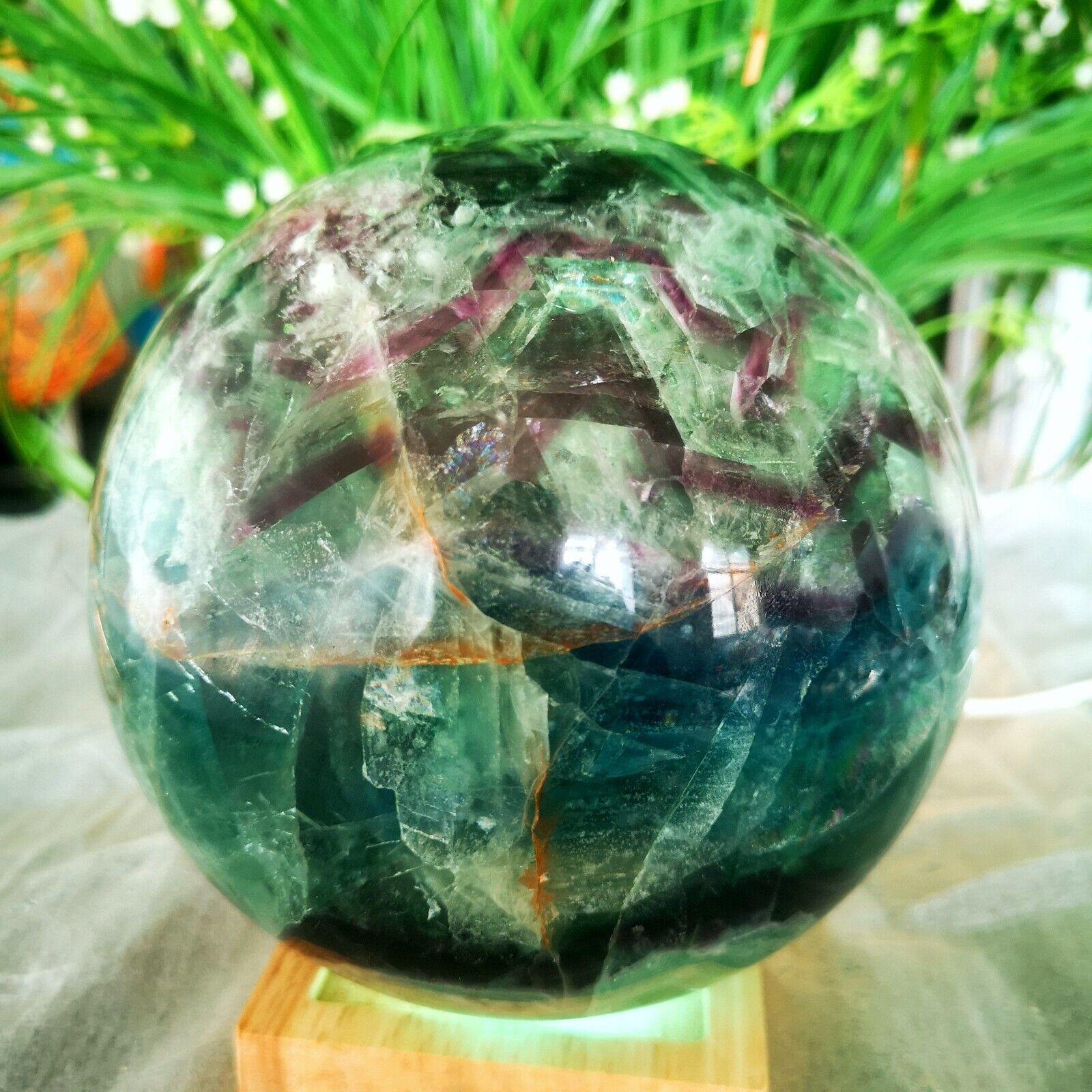 9.24LB Polishing and restoration of natural colored fluorite crystal ball 4200g