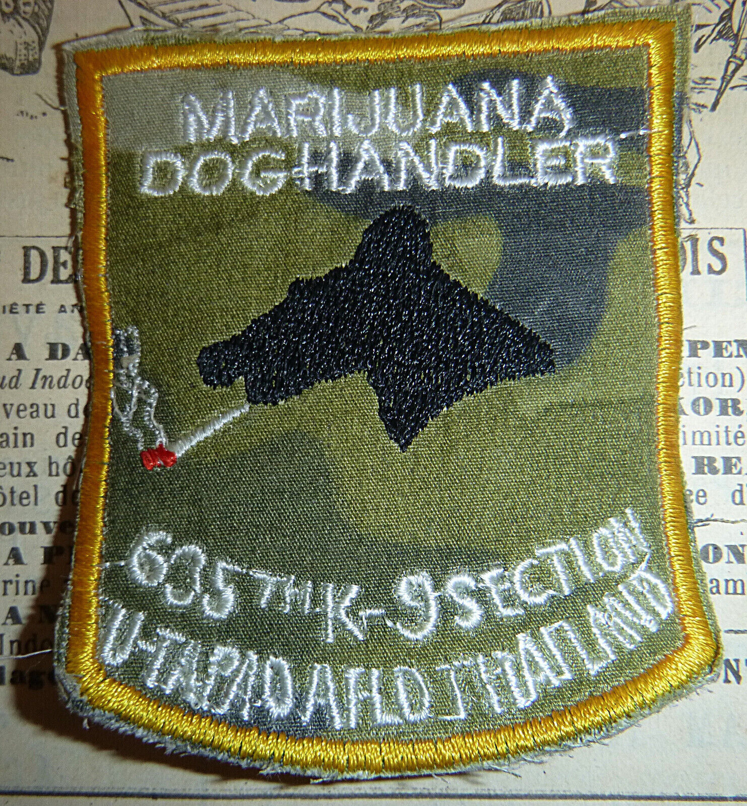MARIJUANA DOG HANDLER - Patch -  - USAF 635th SPS - U Tapoa, Vietnam War - M.255