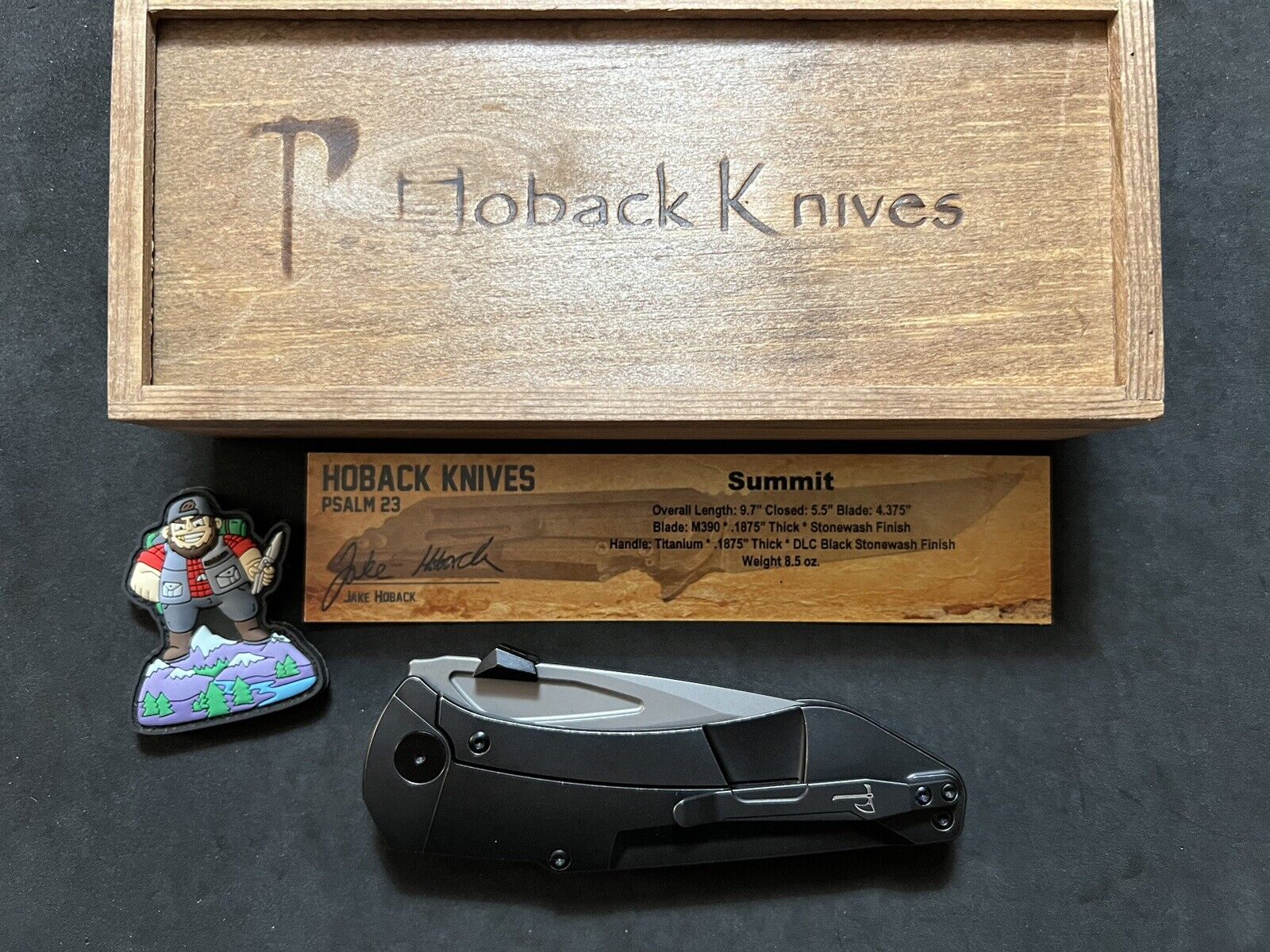 Jake Hoback Summit Knife, Black DLC Ti, 4.3” M390 ** NEW IN BOX & SHIPS FAST **