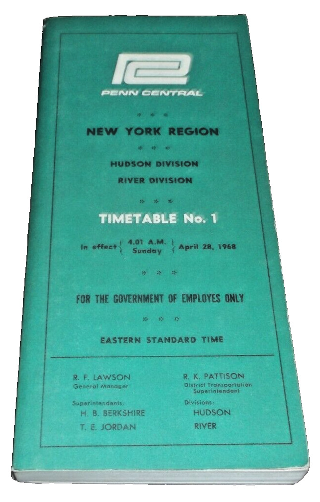 APRIL 1968 PENN CENTRAL NEW YORK REGION EMPLOYEE TIMETABLE #1