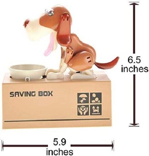 NEW Automatic Stealing Coin DOG Bank, Saving Box, Money Box- Brown and White