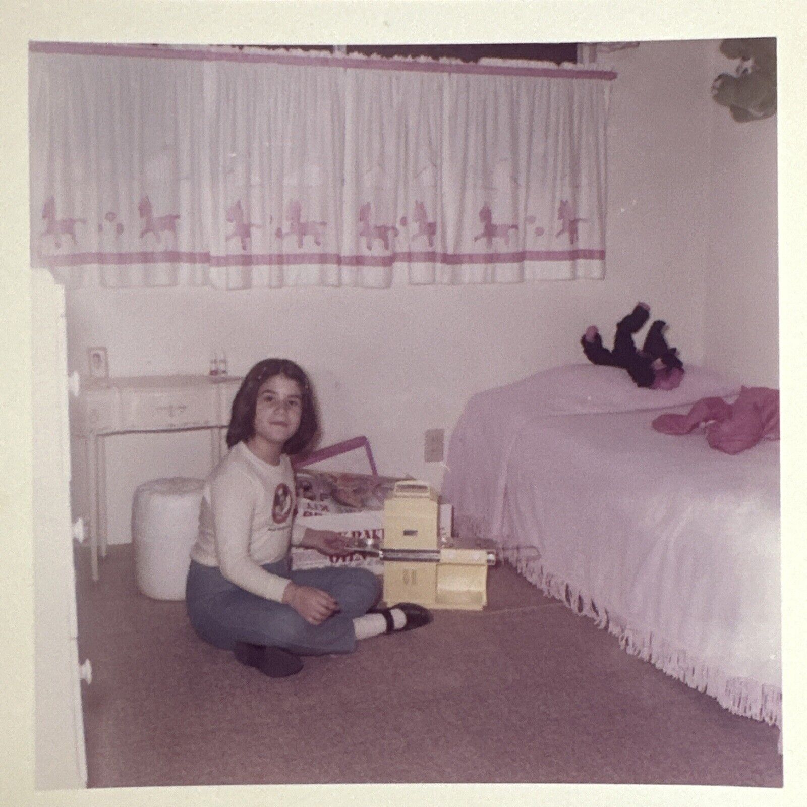 VINTAGE PHOTO 1966 Easy Bake Oven Toy & Little Girl Original Color Snapshot