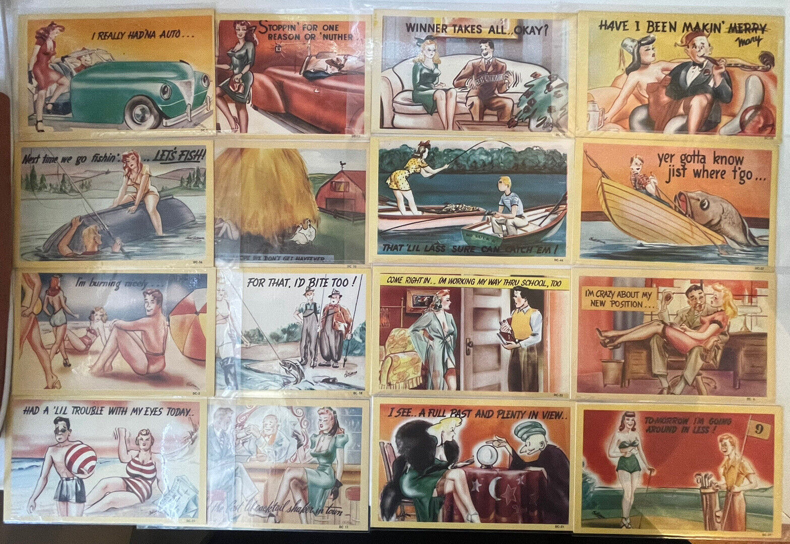 Vintage Comic Postcard Humor Sexy Risque Woman Set Lot Pinup Girl
