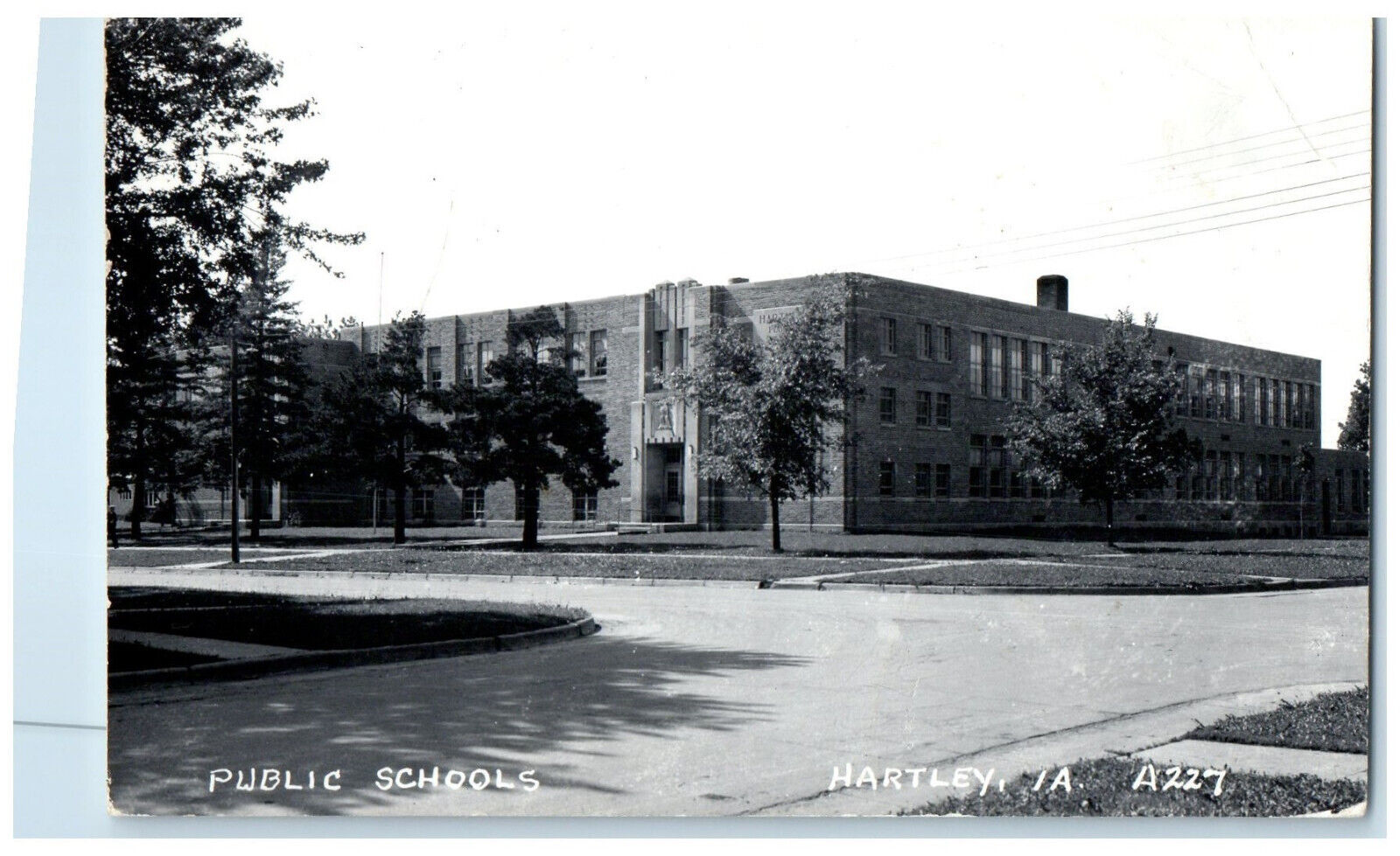 Hartley Iowa IA RPPC Photo Postcard Public Schools c1950\'s Vintage Unposted