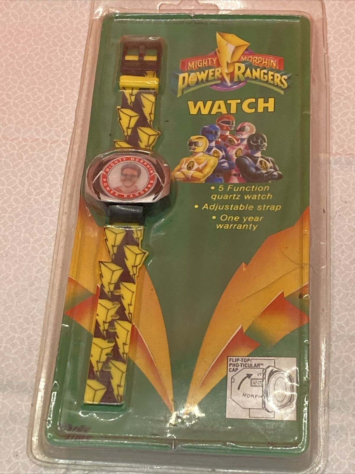 Mighty Morphin Red Power Ranger  Watch  Flasher holographic front 1993 vintage