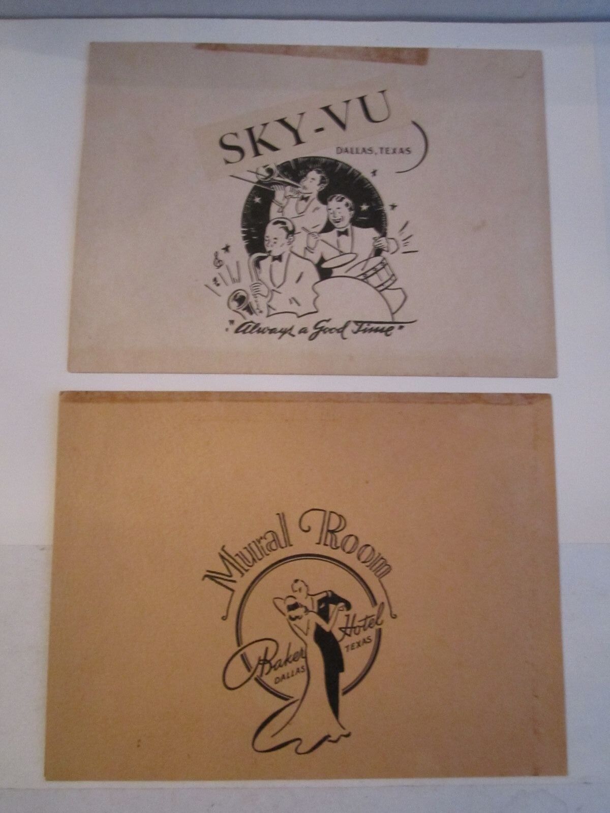 (2) 1940'S DALLAS NIGHT CLUB PHOTO COVERS - MURAL ROOM & SKY-VU CLUB - TUB BMA