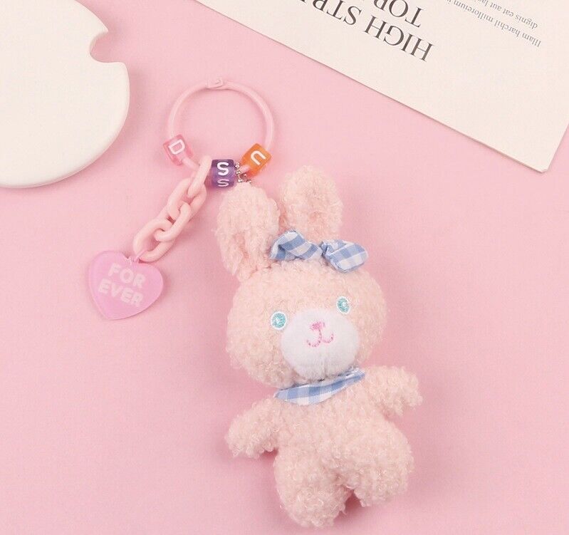 1PC Lovely Rabbit Keyring Gift  Pom Pom Bag Charm Ladies Jewellery Key Rings