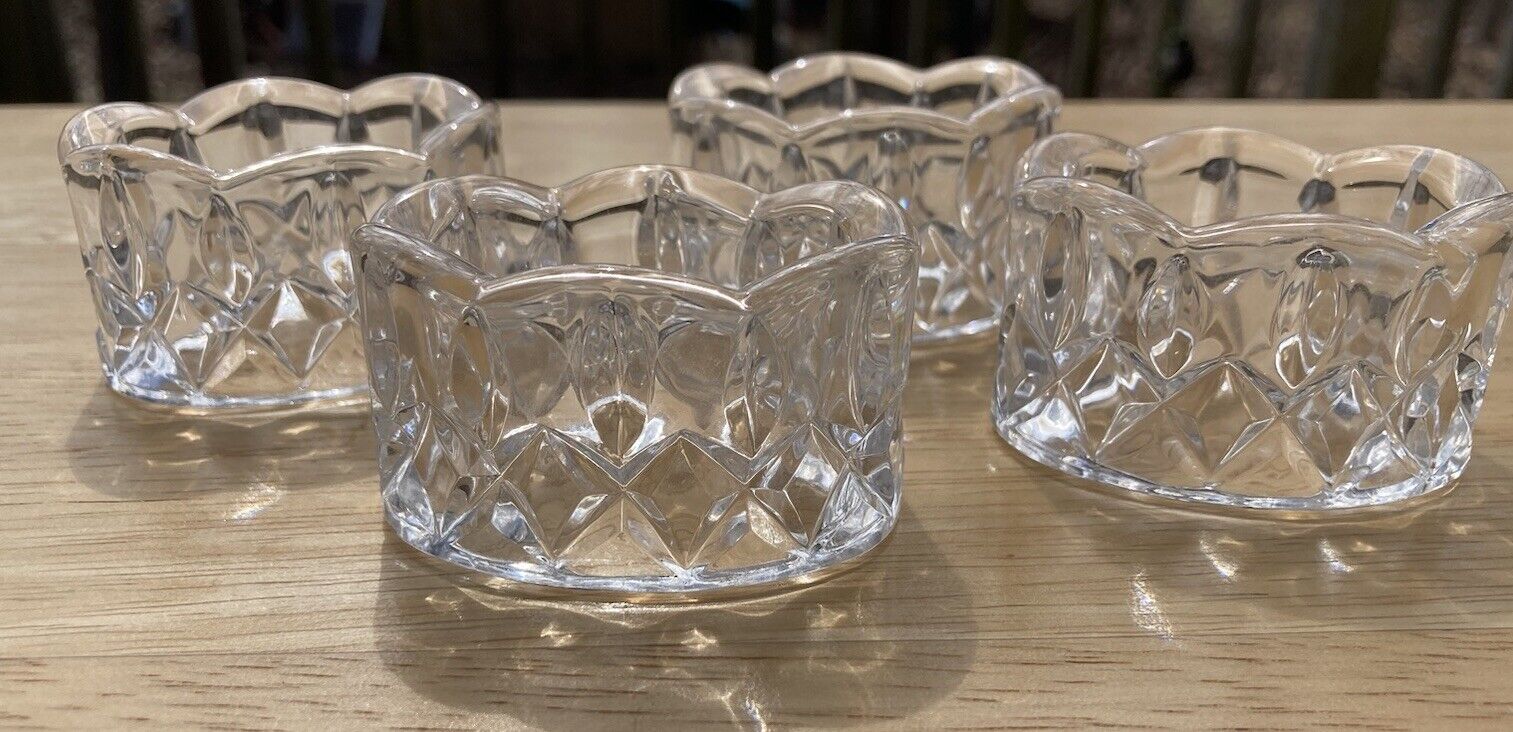 Vintage Gorham Set Of Four Napkin Rings Clear Cut Crystal