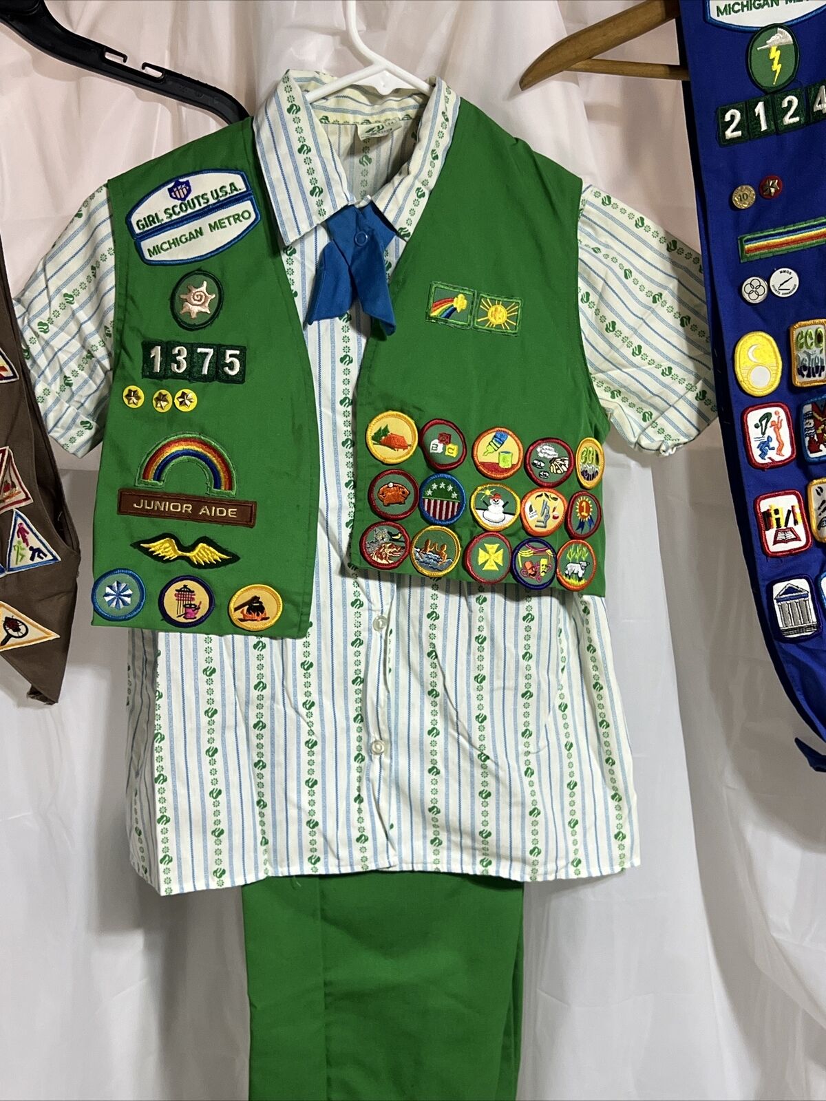 Vintage 90’s Official Green Girl Scout Junior Uniform Blouse 14 Vest 14 Pants 16