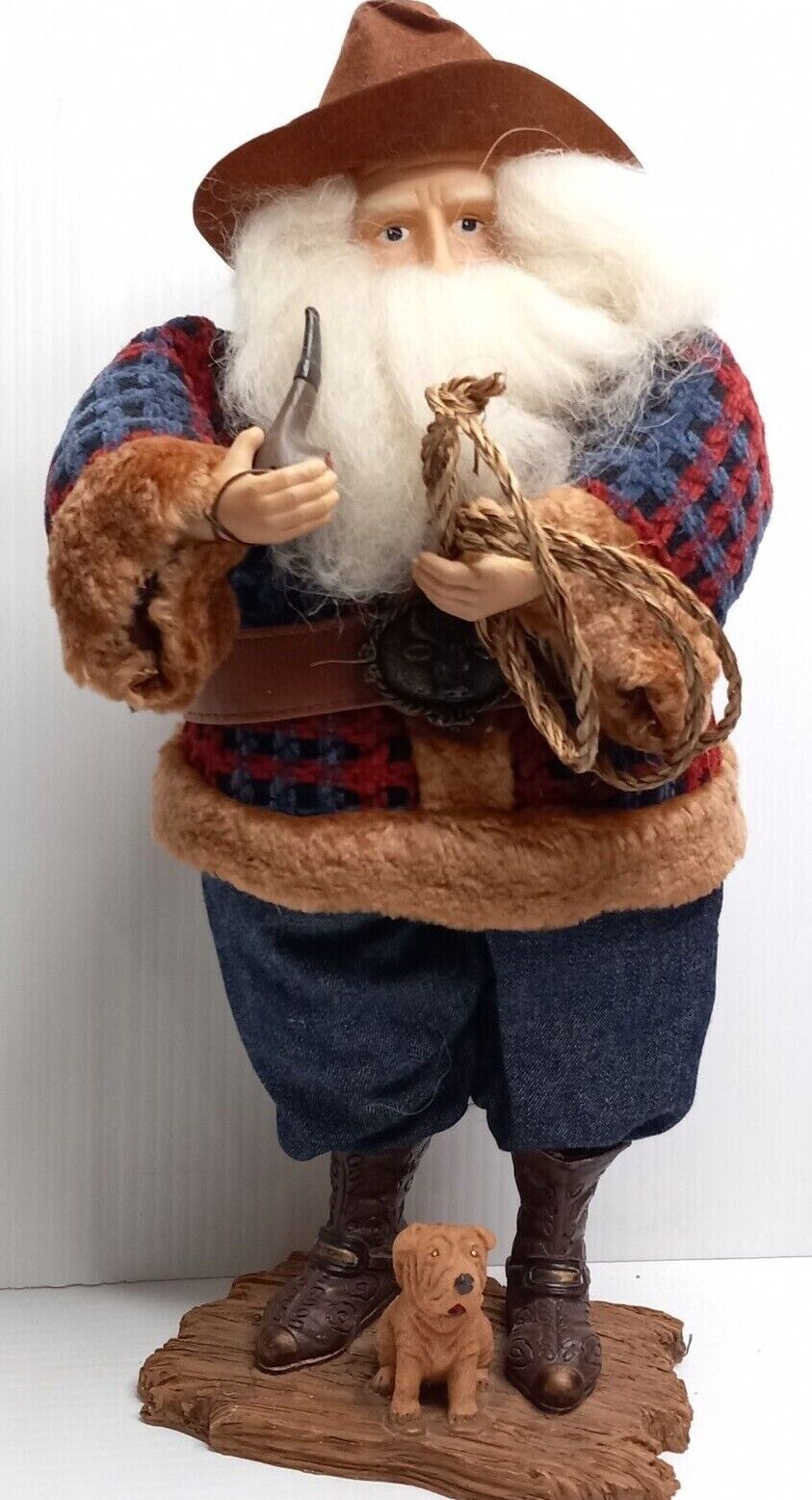 Free Range WESTERN COWBOY SANTA With Dog/Lasso and Pipe 15\