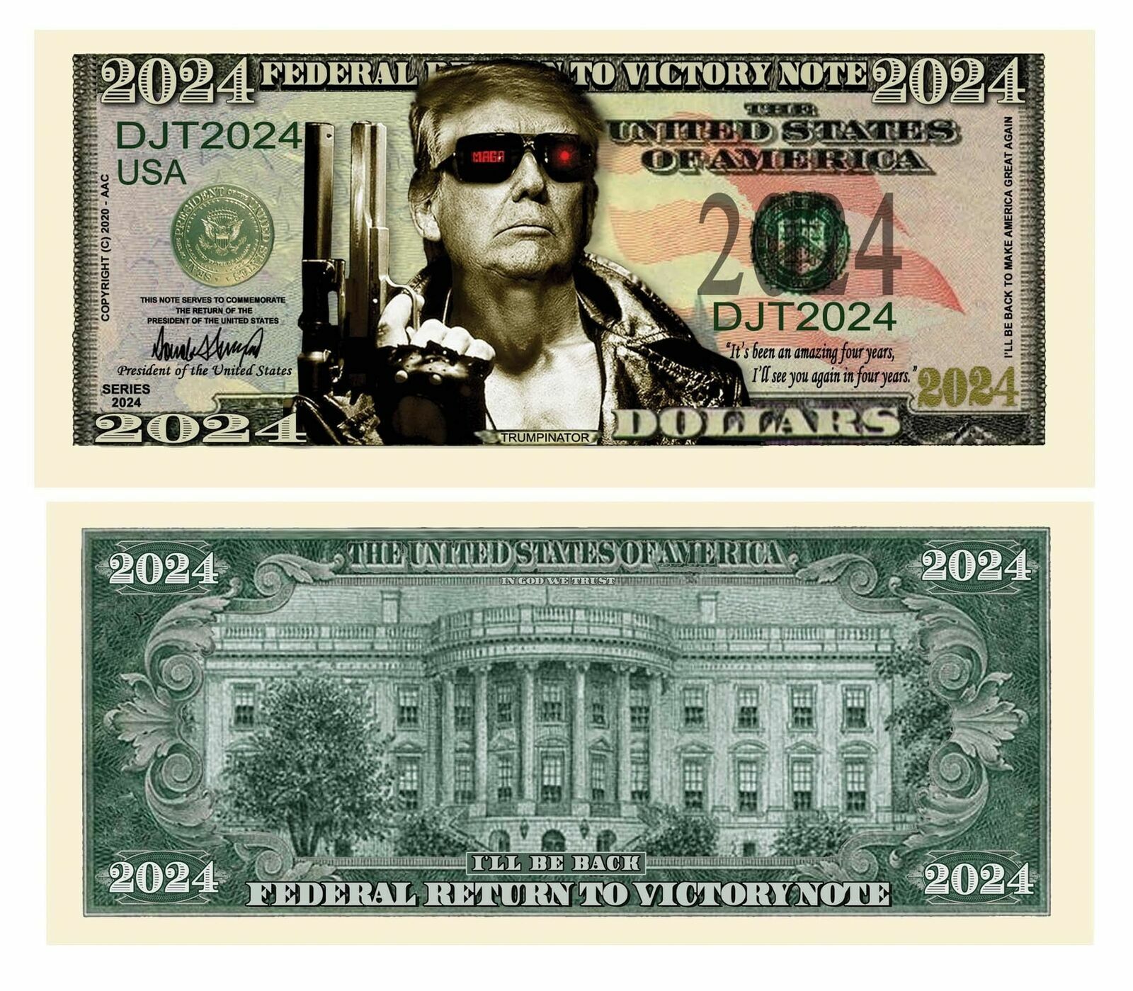 ✅ Donald Trump 2024 Trumpinator 10 Pack Collectible Funny Money Dollar Bills ✅