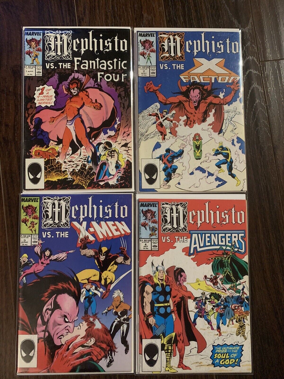 Mephisto vs #1 2 3 4 - Complete Set Fantastic Four Avengers X-Men Marvel Comics.