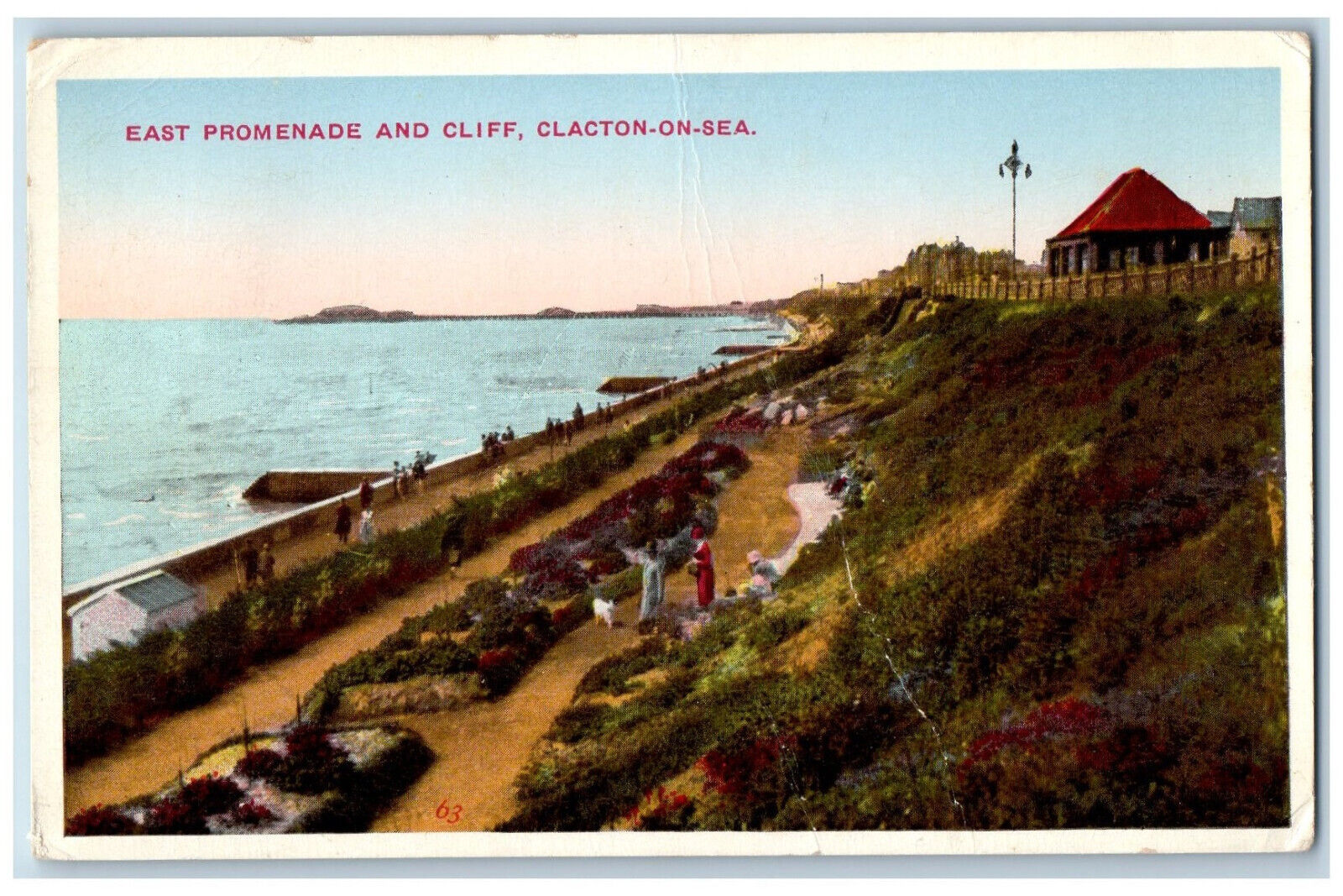 Clacton-On-Sea Essex England Postcard East Promenade and Cliff 1946 Vintage