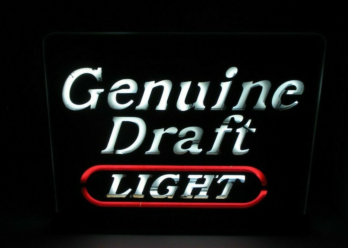 Vintage Genuine Draft Beer Light Up Table Top Sign By Electriglas