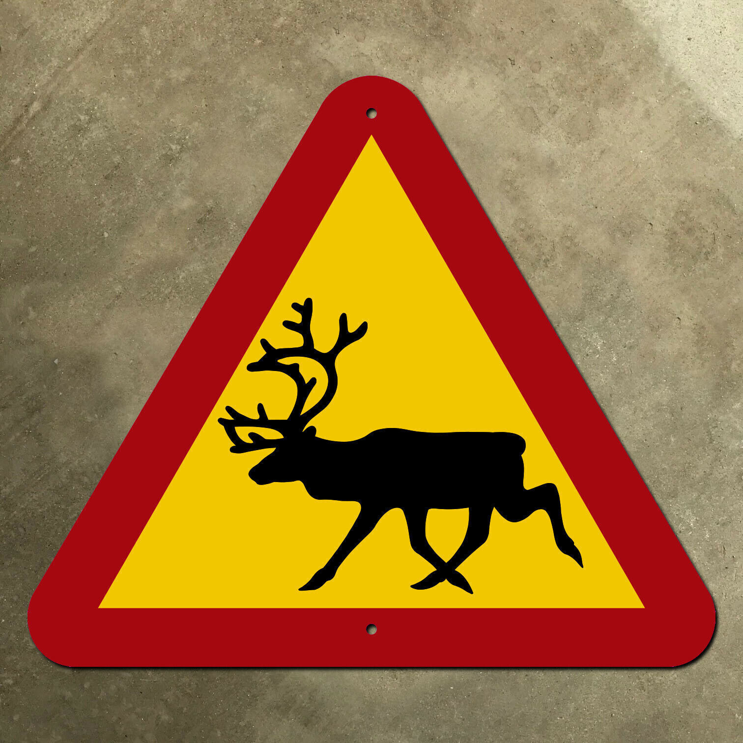 Sweden reindeer highway warning sign road sign red yellow caribou ren 19x17