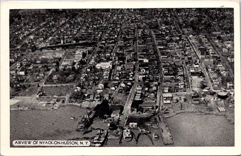Vintage Postcard Aerial View of Nyack on Hudson New York NY                 6392