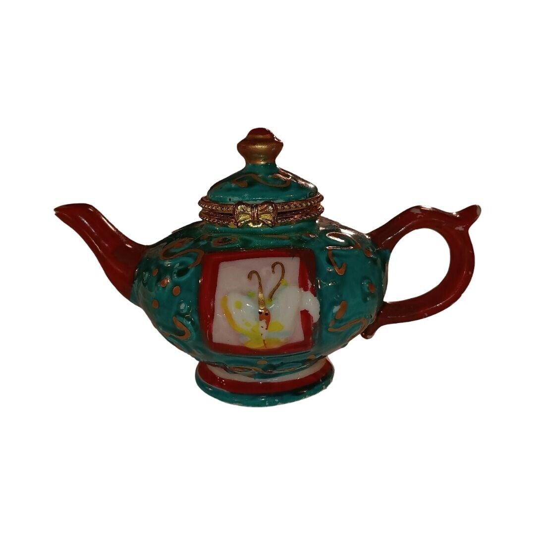 Vintage Miniature Tea Pot | Trinket Box | Jewelry Box | Unique | Colorful