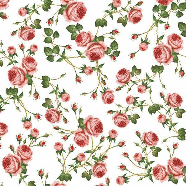Two Individual Paper Lunch Decoupage European 3-Ply Napkins Miniature Roses New