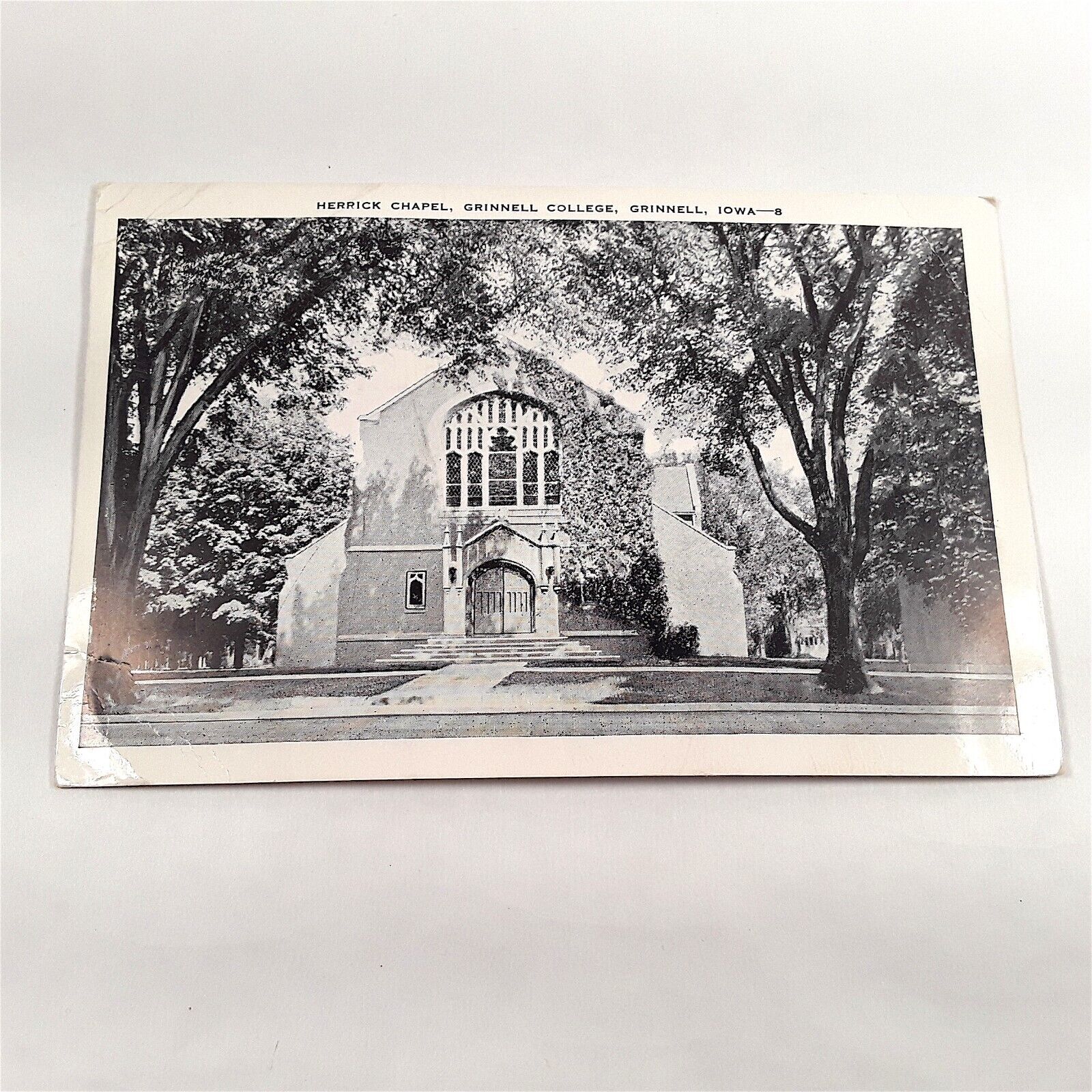 Grinnell Iowa -Herrick Chapel- Grinnell College Campus Postcard Posted 1956