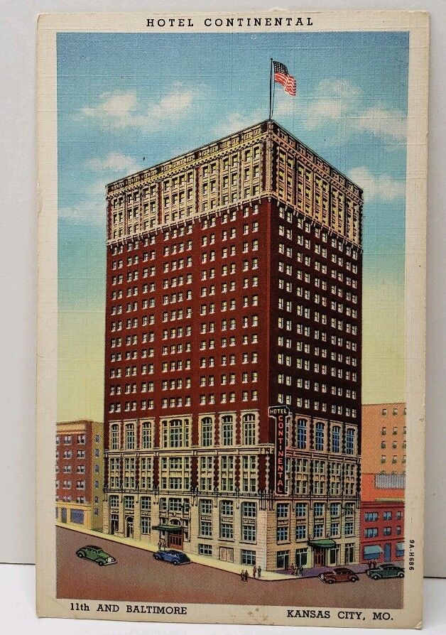 Hotel Continental 11th and Baltimore Kansas City Missouri Postcard A5