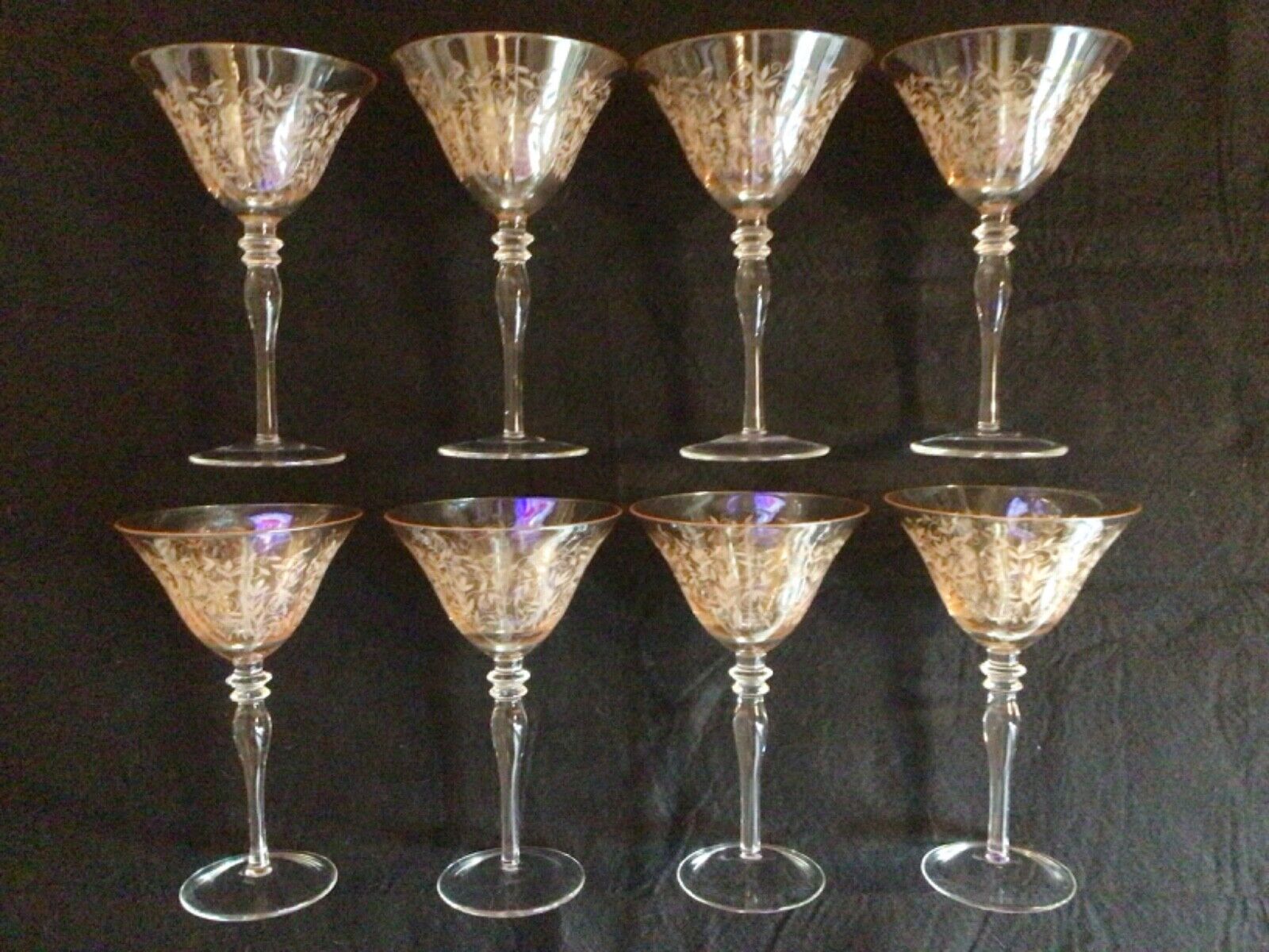 8 Remembrance Rose Luster Champagne Glasses by Home Essentials 8 1/8 x 4 7/8