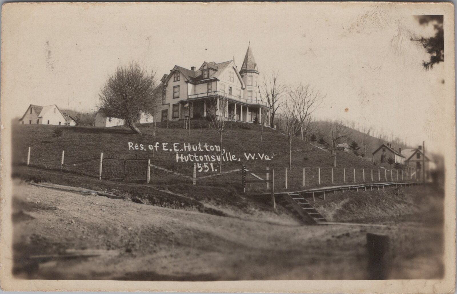 Residence of E.E.Hutton Huttonsville W.Virginia 1909 RPPC Photo Postcard