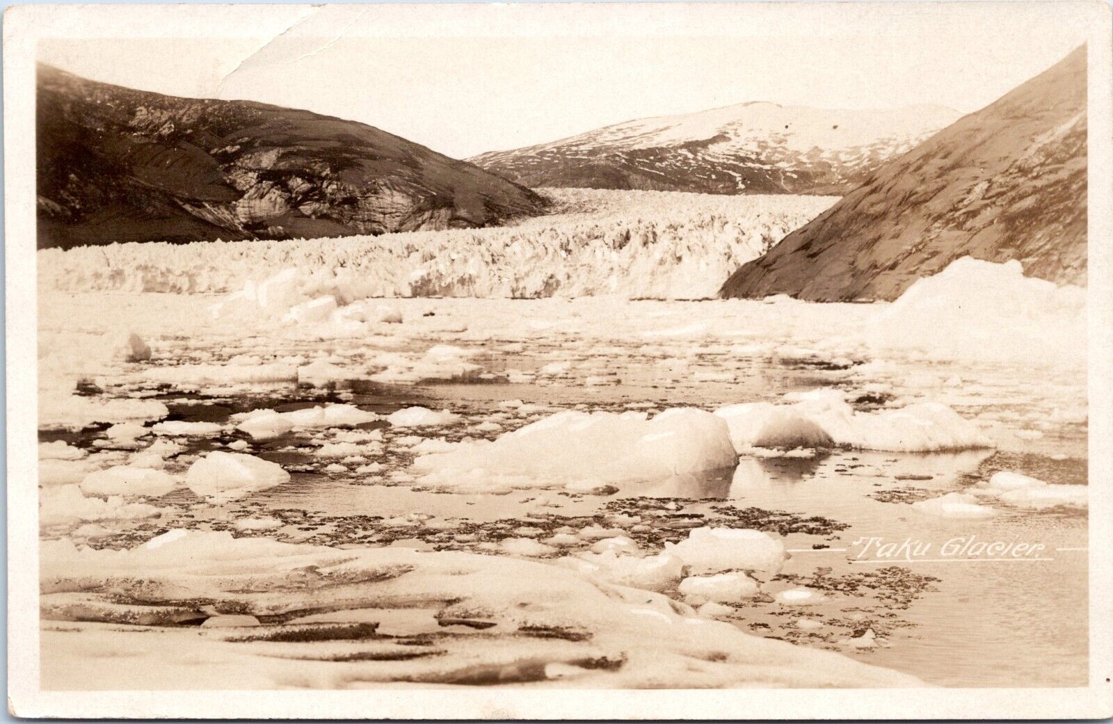 RPPC Taku Glacier, near Juneau Alaska - Real Photo Postcard 1925