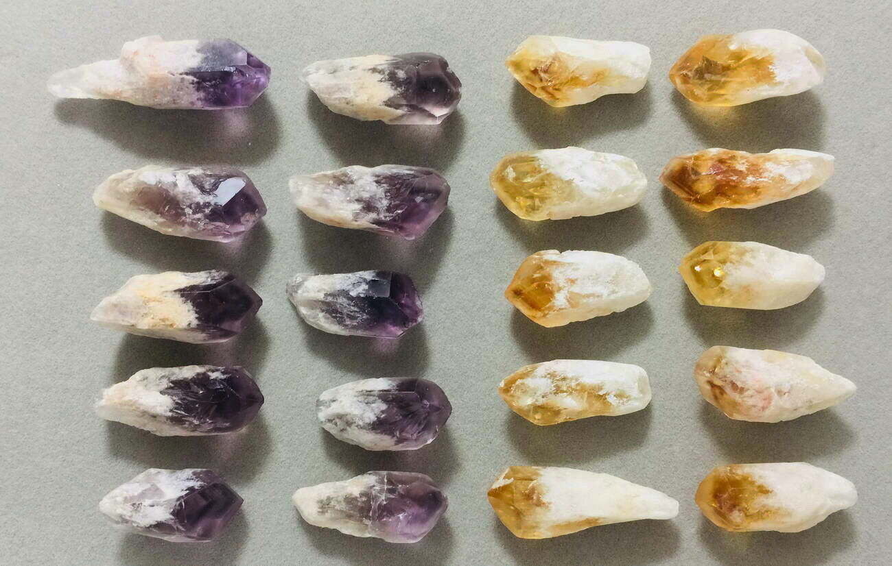 20pcs  AMETHYST & CITRINE Large Point Collection Rough Quartz Crystal Gemstones