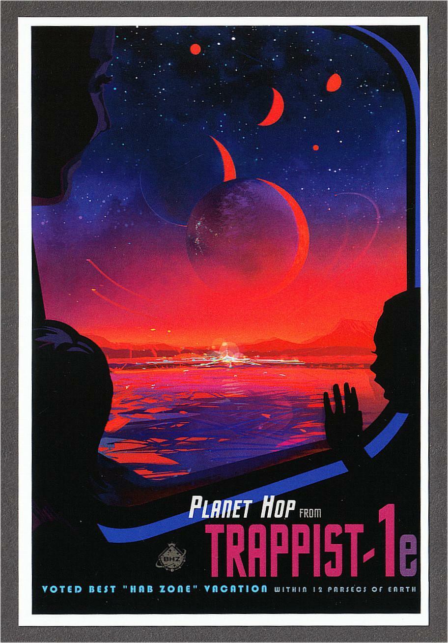 TRAPPIST-1 Red Dwarf Star Habitable Zone Space Tourism Travel Poster Postcard