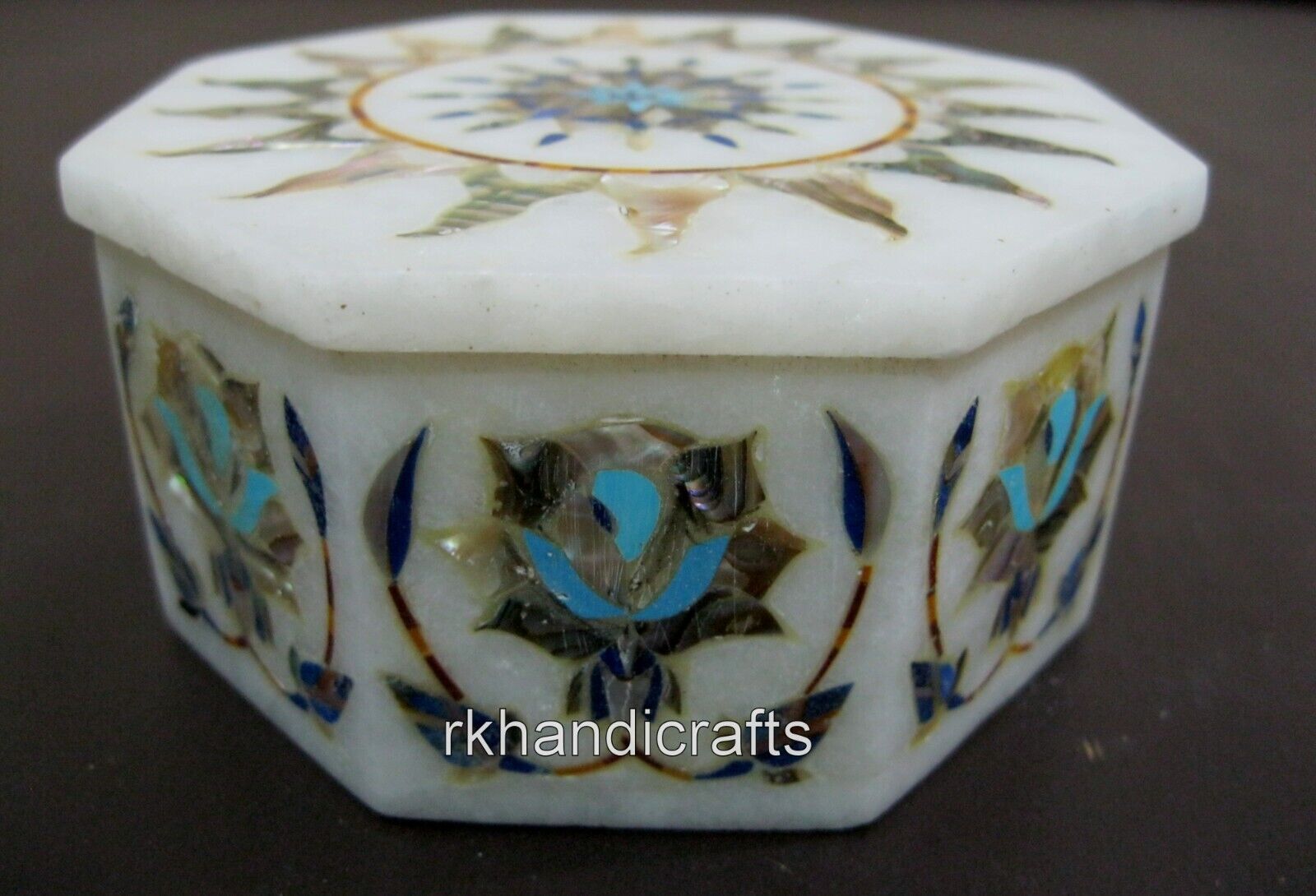 4 x 4 Inches Nature Pattern Inlay Work Jewelry Box for Her Marble Giftable Box