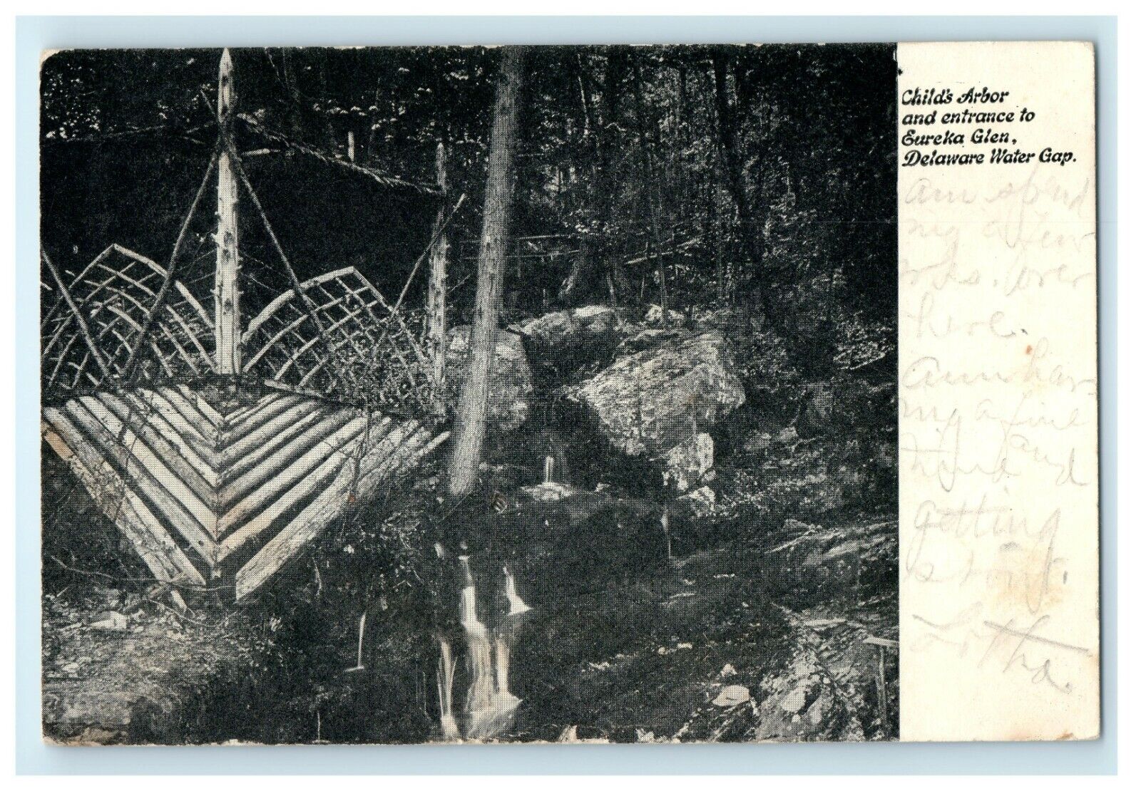1908 Child's Arbor Entrance Eureka Glen Delaware Water Gap Allentown PA Postcard