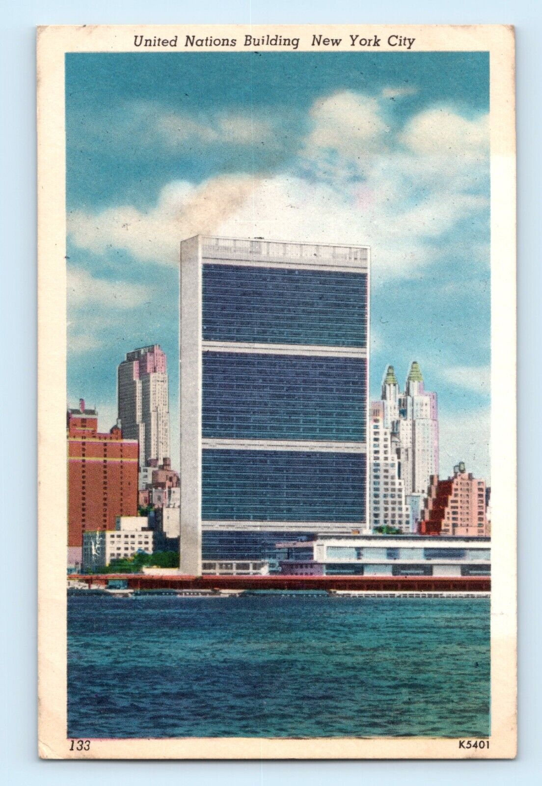 United Nations Building Seen Long Is New York City NY Linen Vintage Postcard C2
