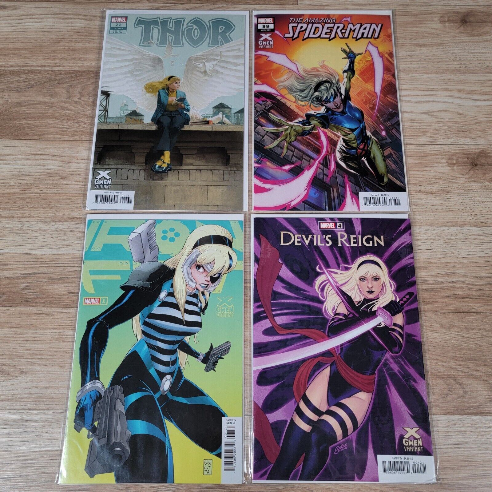 X-Gwen Lot of 4 Variants Thor Spider-Man Iron Fist Marvel Comics 2023 Lot of 4